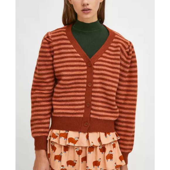 Compania Fantastica Striped Sweater Oversized in Black White & Red main image 0